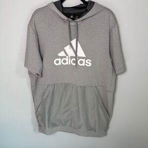 Adidas Light Gray Shirt Sleeve Hoodie with Logo